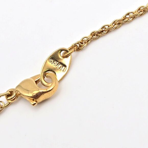 Vintage Avon Goldtone Chain and Pendant Purple and Clear Rhinestones Necklace - Picture 5 of 6